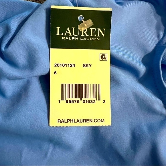 LAUREN RALPH LAUREN Women's Blue Ruffled Beach Club Solids Tankini Top - Picture 8 of 8